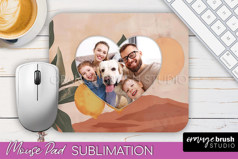 Photo Mouse Pad Sublimation, Boho Mouse Pad Picture Frame Sublimation OrangeBrushStudio 