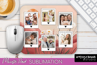 Photo Mouse Pad Sublimation, Boho Mouse Pad Picture Frame Sublimation OrangeBrushStudio 