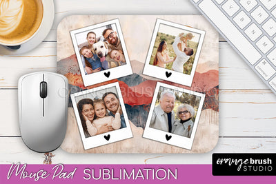Photo Mouse Pad Sublimation, Boho Mouse Pad Picture Frame Sublimation OrangeBrushStudio 