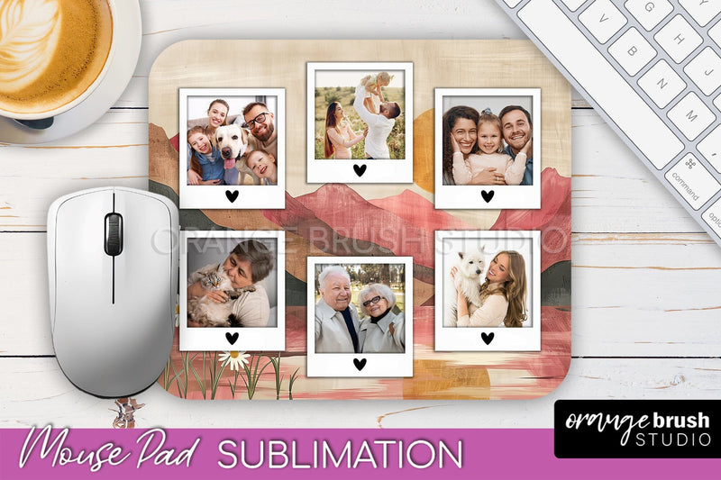Photo Mouse Pad Sublimation, Boho Mouse Pad Picture Frame Sublimation OrangeBrushStudio 