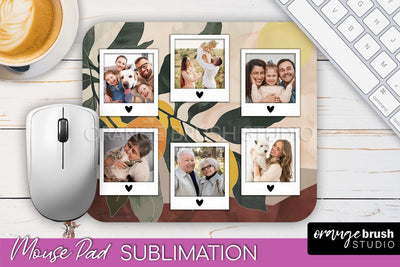 Photo Mouse Pad Sublimation, Boho Mouse Pad Picture Frame Sublimation OrangeBrushStudio 