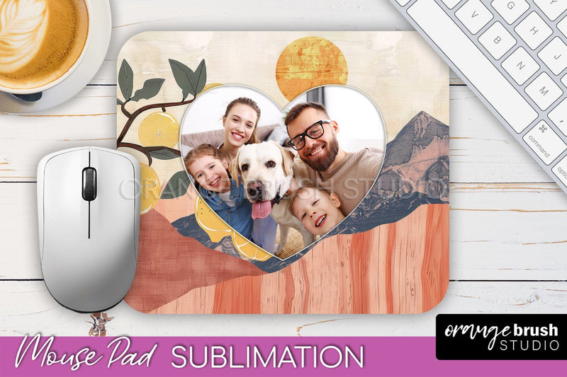 Photo Mouse Pad Sublimation, Boho Mouse Pad Picture Frame Sublimation OrangeBrushStudio 