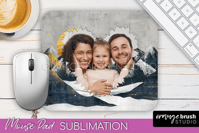 Photo Mouse Pad Sublimation, Boho Mouse Pad Picture Frame Sublimation OrangeBrushStudio 