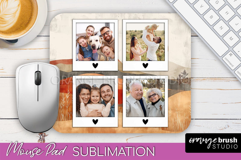 Photo Mouse Pad Sublimation, Boho Mouse Pad Picture Frame Sublimation OrangeBrushStudio 