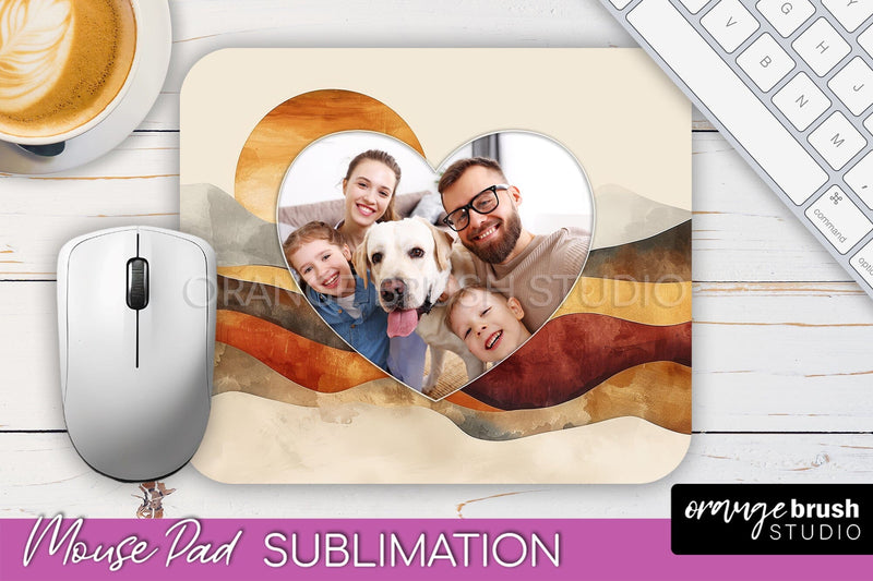 Photo Mouse Pad Sublimation, Boho Mouse Pad Picture Frame Sublimation OrangeBrushStudio 