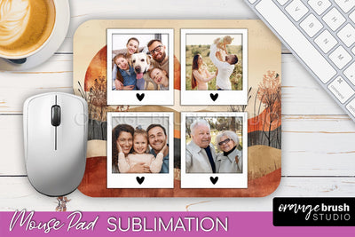Photo Mouse Pad Sublimation, Boho Mouse Pad Picture Frame Sublimation OrangeBrushStudio 
