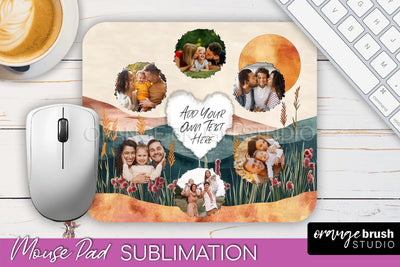 Photo Mouse Pad Sublimation, Boho Mouse Pad Picture Frame Sublimation OrangeBrushStudio 