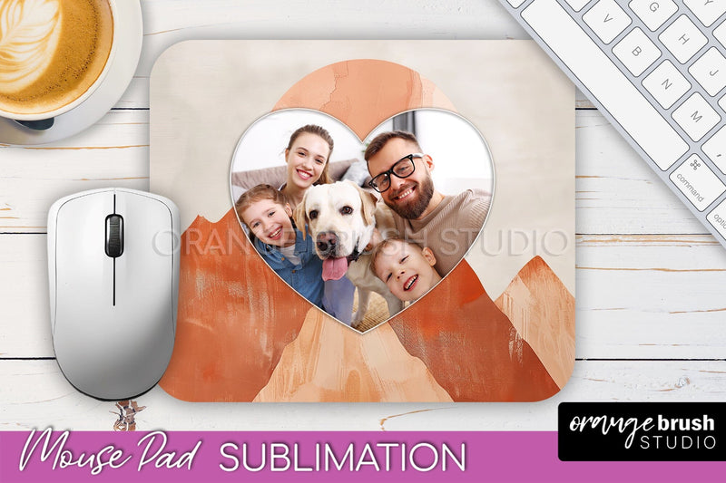 Photo Mouse Pad Sublimation, Boho Mouse Pad Picture Frame Sublimation OrangeBrushStudio 