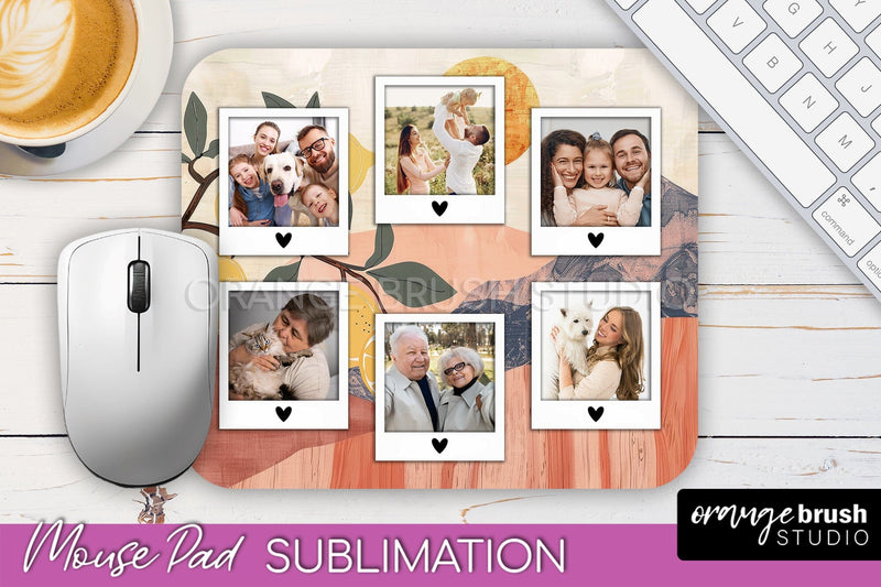 Photo Mouse Pad Sublimation, Boho Mouse Pad Picture Frame Sublimation OrangeBrushStudio 