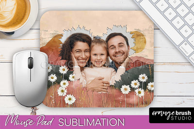 Photo Mouse Pad Sublimation, Boho Mouse Pad Picture Frame Sublimation OrangeBrushStudio 