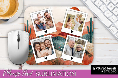 Photo Mouse Pad Sublimation, Boho Mouse Pad Picture Frame Sublimation OrangeBrushStudio 