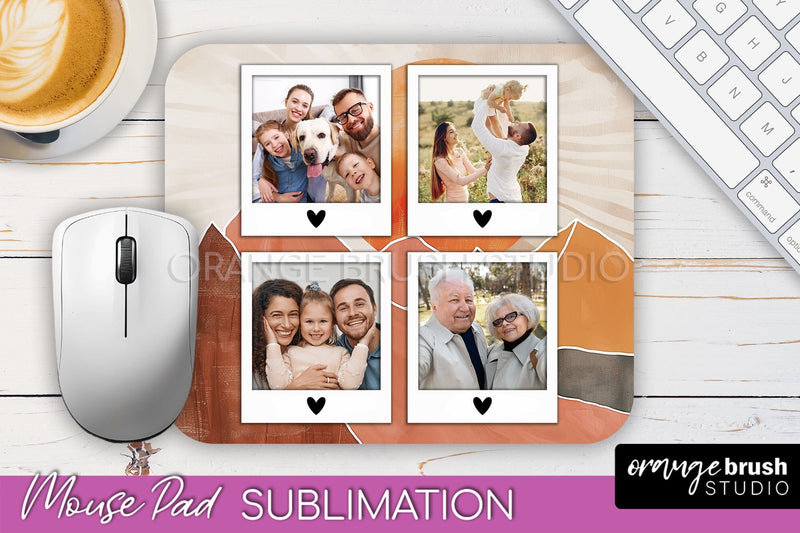 Photo Mouse Pad Sublimation, Boho Mouse Pad Picture Frame Sublimation OrangeBrushStudio 