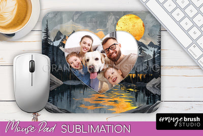 Photo Mouse Pad Sublimation, Boho Mouse Pad Picture Frame Sublimation OrangeBrushStudio 