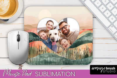 Photo Mouse Pad Sublimation, Boho Mouse Pad Picture Frame Sublimation OrangeBrushStudio 