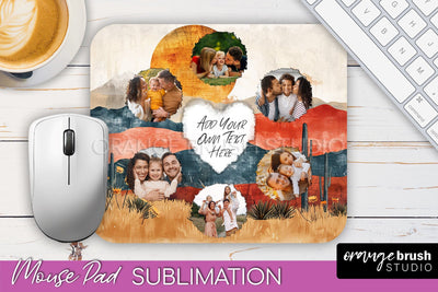 Photo Mouse Pad Sublimation, Boho Mouse Pad Picture Frame Sublimation OrangeBrushStudio 