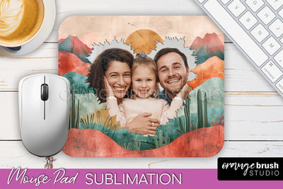 Photo Mouse Pad Sublimation, Boho Mouse Pad Picture Frame Sublimation OrangeBrushStudio 