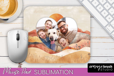 Photo Mouse Pad Sublimation, Boho Mouse Pad Picture Frame Sublimation OrangeBrushStudio 