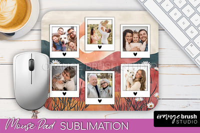 Photo Mouse Pad Sublimation, Boho Mouse Pad Picture Frame Sublimation OrangeBrushStudio 