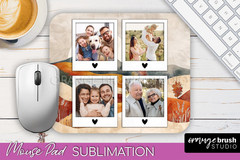 Photo Mouse Pad Sublimation, Boho Mouse Pad Picture Frame Sublimation OrangeBrushStudio 