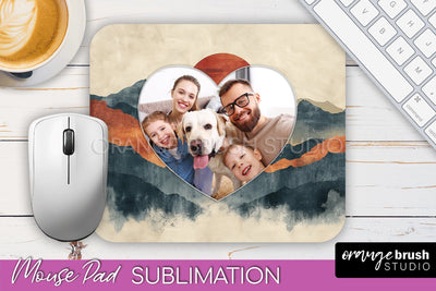 Photo Mouse Pad Sublimation, Boho Mouse Pad Picture Frame Sublimation OrangeBrushStudio 