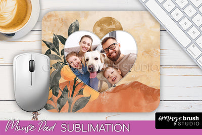 Photo Mouse Pad Sublimation, Boho Mouse Pad Picture Frame Sublimation OrangeBrushStudio 