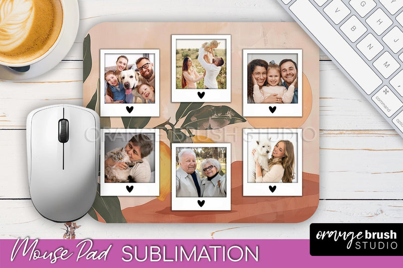 Photo Mouse Pad Sublimation, Boho Mouse Pad Picture Frame Sublimation OrangeBrushStudio 