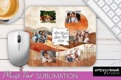Photo Mouse Pad Sublimation, Boho Mouse Pad Picture Frame Sublimation OrangeBrushStudio 