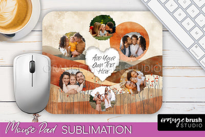 Photo Mouse Pad Sublimation, Boho Mouse Pad Picture Frame Sublimation OrangeBrushStudio 