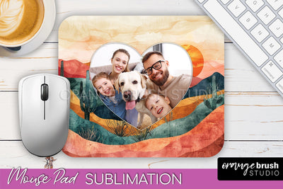 Photo Mouse Pad Sublimation, Boho Mouse Pad Picture Frame Sublimation OrangeBrushStudio 