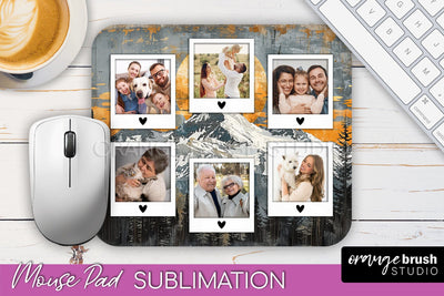 Photo Mouse Pad Sublimation, Boho Mouse Pad Picture Frame Sublimation OrangeBrushStudio 