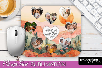 Photo Mouse Pad Sublimation, Boho Mouse Pad Picture Frame Sublimation OrangeBrushStudio 