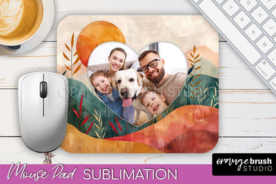 Photo Mouse Pad Sublimation, Boho Mouse Pad Picture Frame Sublimation OrangeBrushStudio 