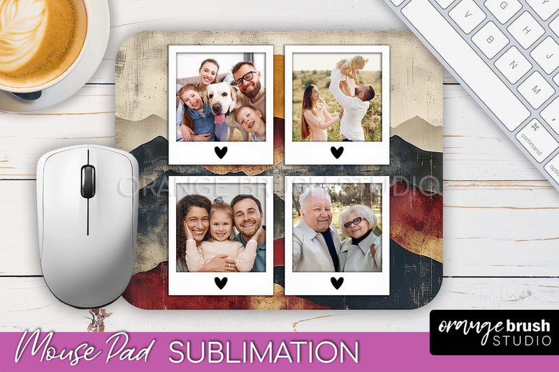 Photo Mouse Pad Sublimation, Boho Mouse Pad Picture Frame Sublimation OrangeBrushStudio 