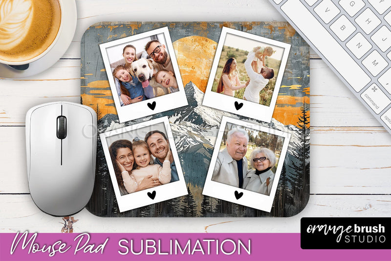 Photo Mouse Pad Sublimation, Boho Mouse Pad Picture Frame Sublimation OrangeBrushStudio 