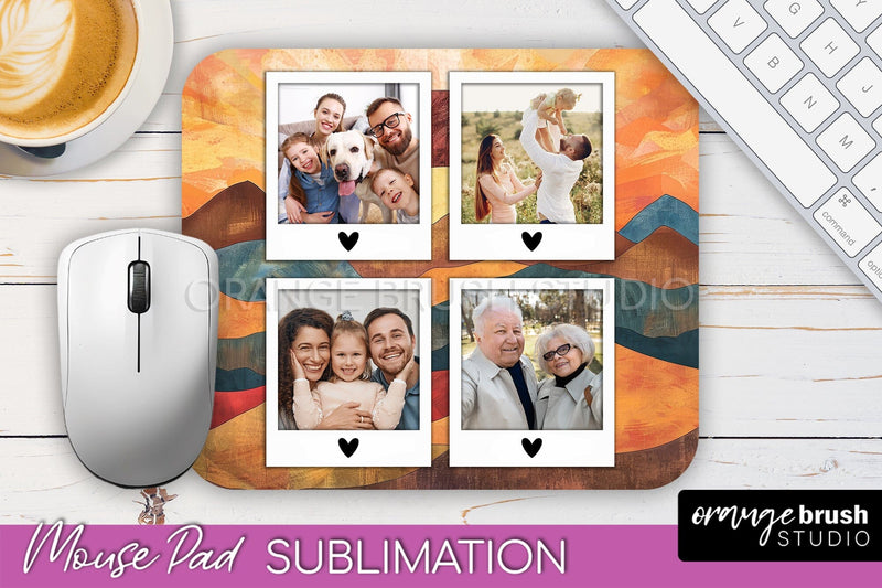 Photo Mouse Pad Sublimation, Boho Mouse Pad Picture Frame Sublimation OrangeBrushStudio 