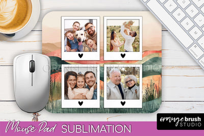 Photo Mouse Pad Sublimation, Boho Mouse Pad Picture Frame Sublimation OrangeBrushStudio 