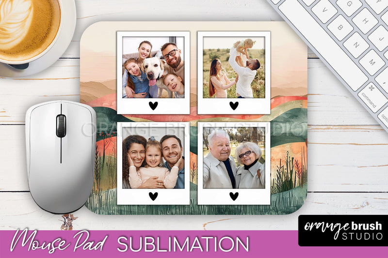 Photo Mouse Pad Sublimation, Boho Mouse Pad Picture Frame Sublimation OrangeBrushStudio 