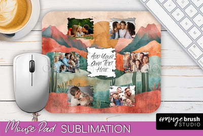 Photo Mouse Pad Sublimation, Boho Mouse Pad Picture Frame Sublimation OrangeBrushStudio 