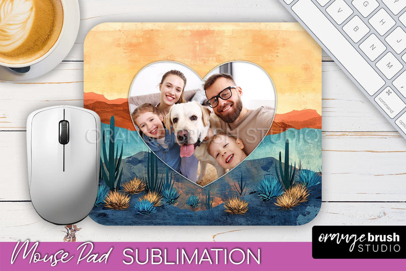 Photo Mouse Pad Sublimation, Boho Mouse Pad Picture Frame Sublimation OrangeBrushStudio 