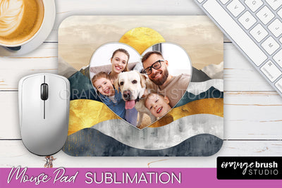 Photo Mouse Pad Sublimation, Boho Mouse Pad Picture Frame Sublimation OrangeBrushStudio 