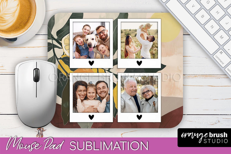 Photo Mouse Pad Sublimation, Boho Mouse Pad Picture Frame Sublimation OrangeBrushStudio 
