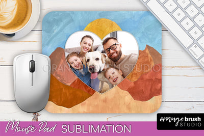 Photo Mouse Pad Sublimation, Boho Mouse Pad Picture Frame Sublimation OrangeBrushStudio 