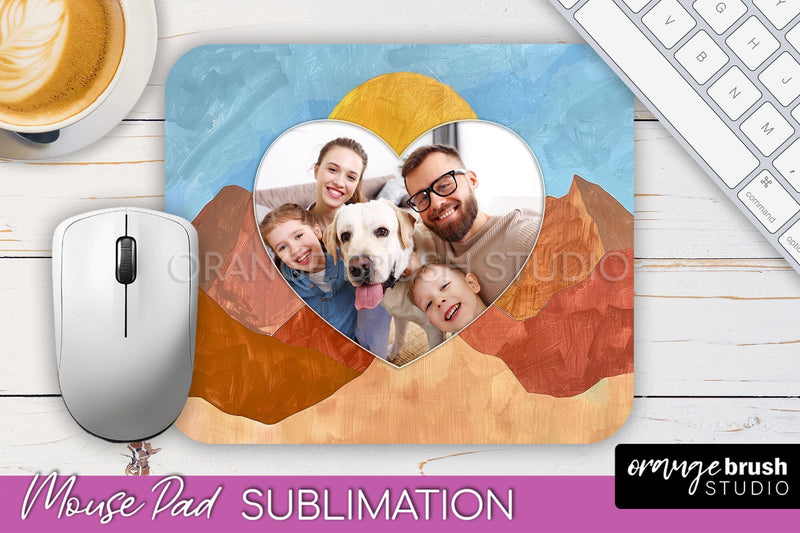Photo Mouse Pad Sublimation, Boho Mouse Pad Picture Frame Sublimation OrangeBrushStudio 