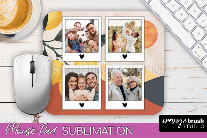 Photo Mouse Pad Sublimation, Boho Mouse Pad Picture Frame Sublimation OrangeBrushStudio 