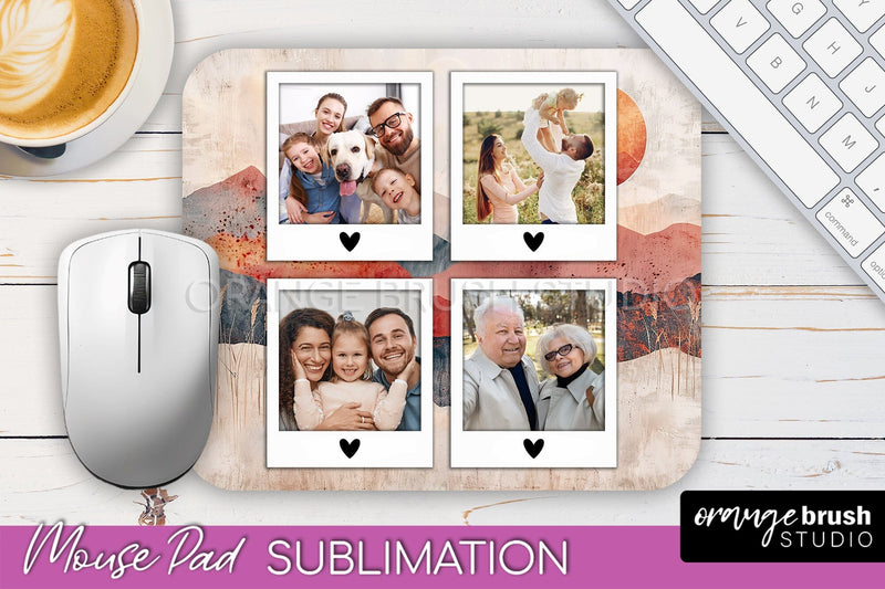 Photo Mouse Pad Sublimation, Boho Mouse Pad Picture Frame Sublimation OrangeBrushStudio 