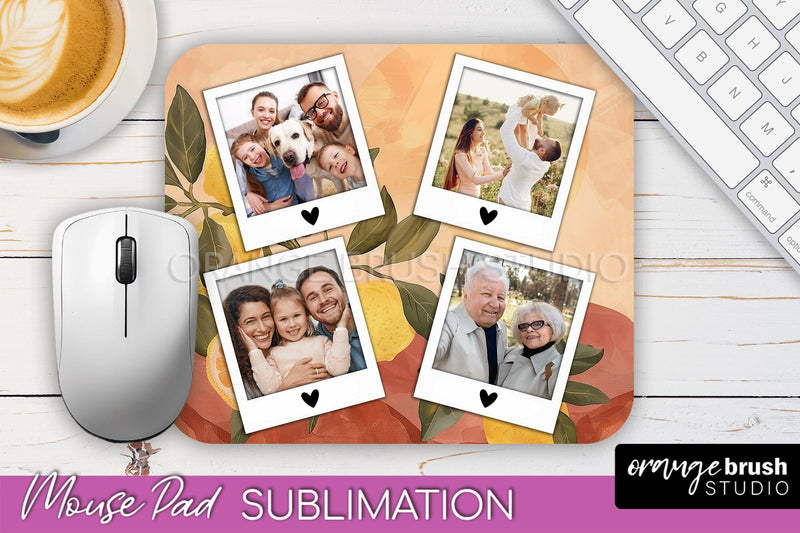 Photo Mouse Pad Sublimation, Boho Mouse Pad Picture Frame Sublimation OrangeBrushStudio 