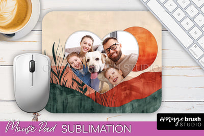 Photo Mouse Pad Sublimation, Boho Mouse Pad Picture Frame Sublimation OrangeBrushStudio 