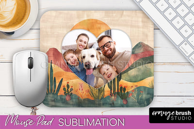 Photo Mouse Pad Sublimation, Boho Mouse Pad Picture Frame Sublimation OrangeBrushStudio 