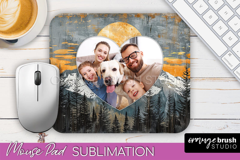 Photo Mouse Pad Sublimation, Boho Mouse Pad Picture Frame Sublimation OrangeBrushStudio 