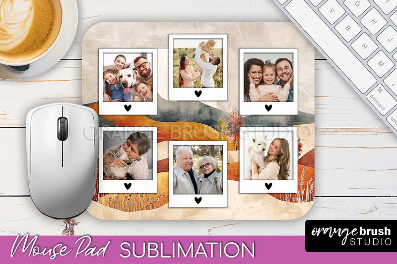 Photo Mouse Pad Sublimation, Boho Mouse Pad Picture Frame Sublimation OrangeBrushStudio 